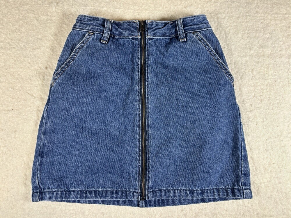 Y2K Hollister Womens Sz 00 Mini Jean Skirt Ultra High Rise Front Full Zip Mall